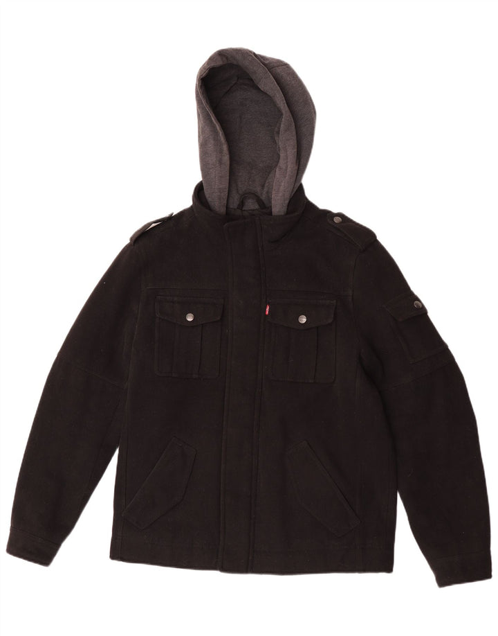 Levi's Chaqueta militar con capucha para hombre UK 36 Small Negro Colorblock Poliéster