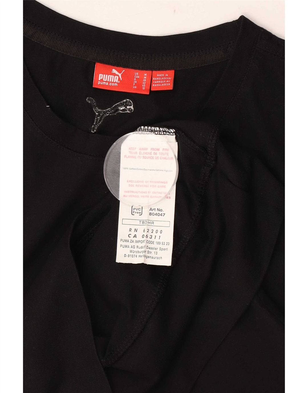 Puma Mujer Gráfico Chaleco Top UK 12 Mediano Negro Algodón