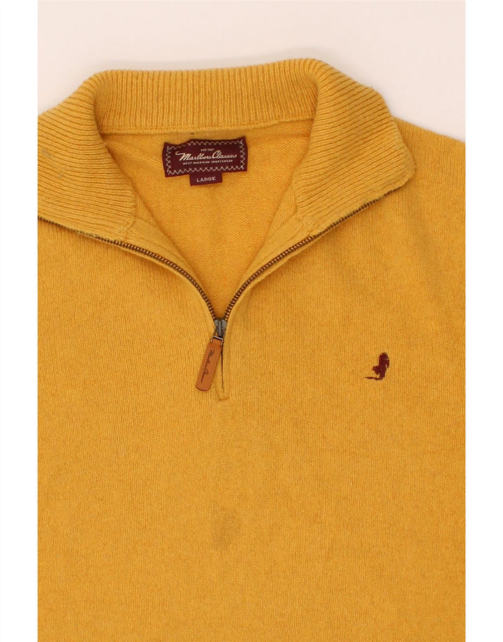 MARLBORO CLASSICS Suéter tipo jersey con cuello y cremallera para hombre Lana amarilla grande