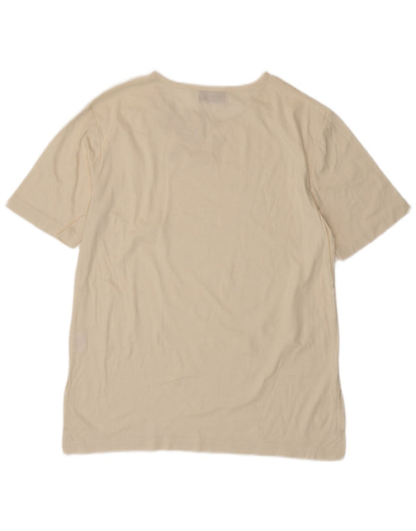 VINTAGE Camiseta de Mujer Top EU 38 Medio Off Blanco Algodón Floral