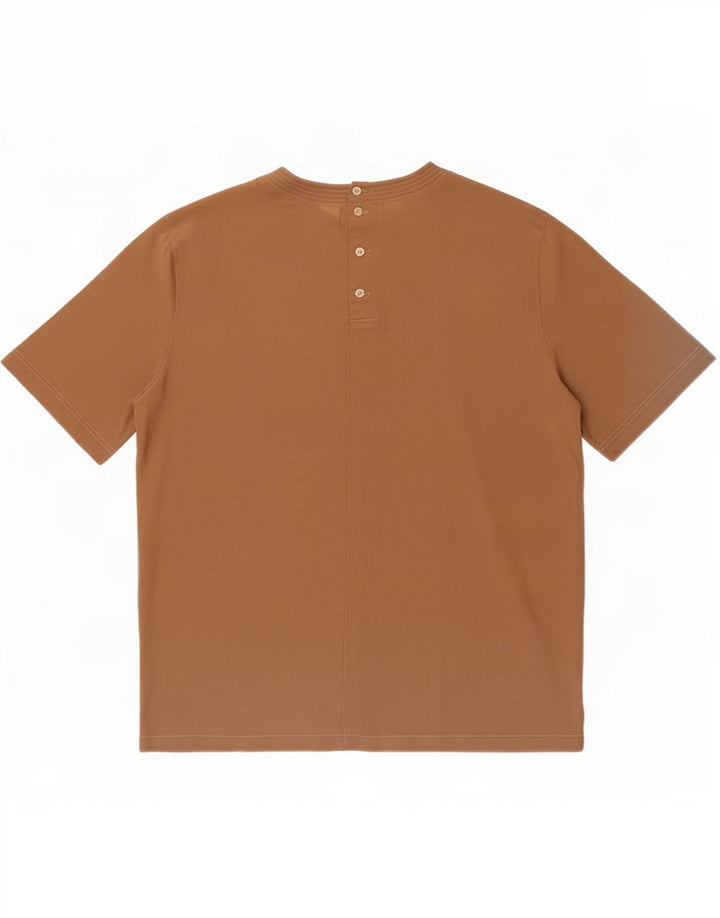 Blusa vintage para mujer Top IT 44 Seda marrón medio