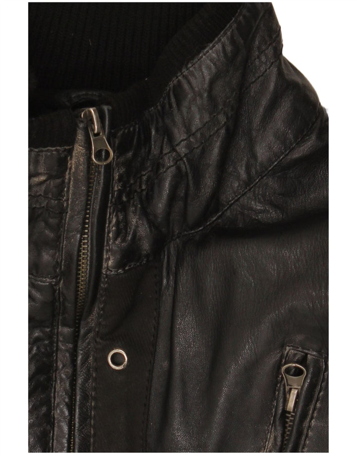 Chaqueta de cuero vintage para hombre Reino Unido 42 XL cuero negro