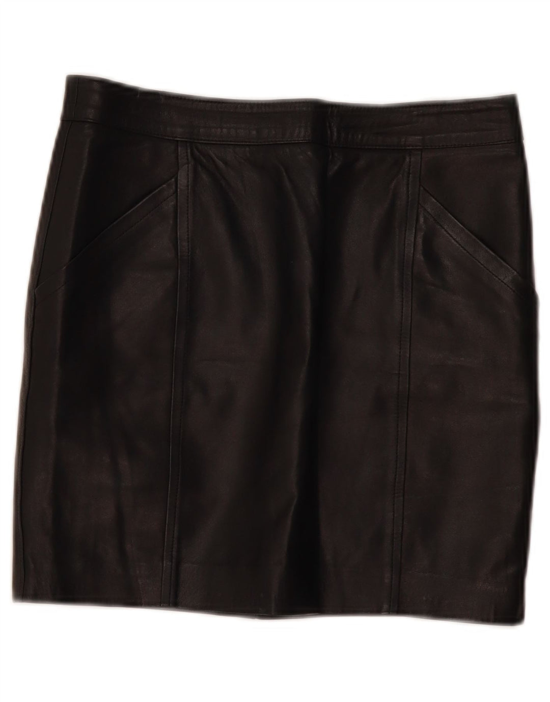 Vintage mujer mini falda de cuero W30 medio negro