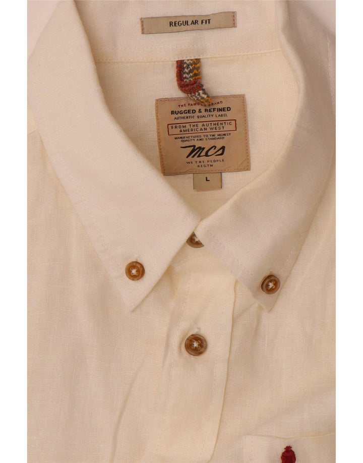 Marlboro Classics - Camisa de corte regular para hombre, talla grande, color blanco roto