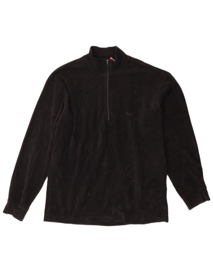 FILA Jersey de forro polar con cuello y cremallera para hombre IT 48 Medium Black