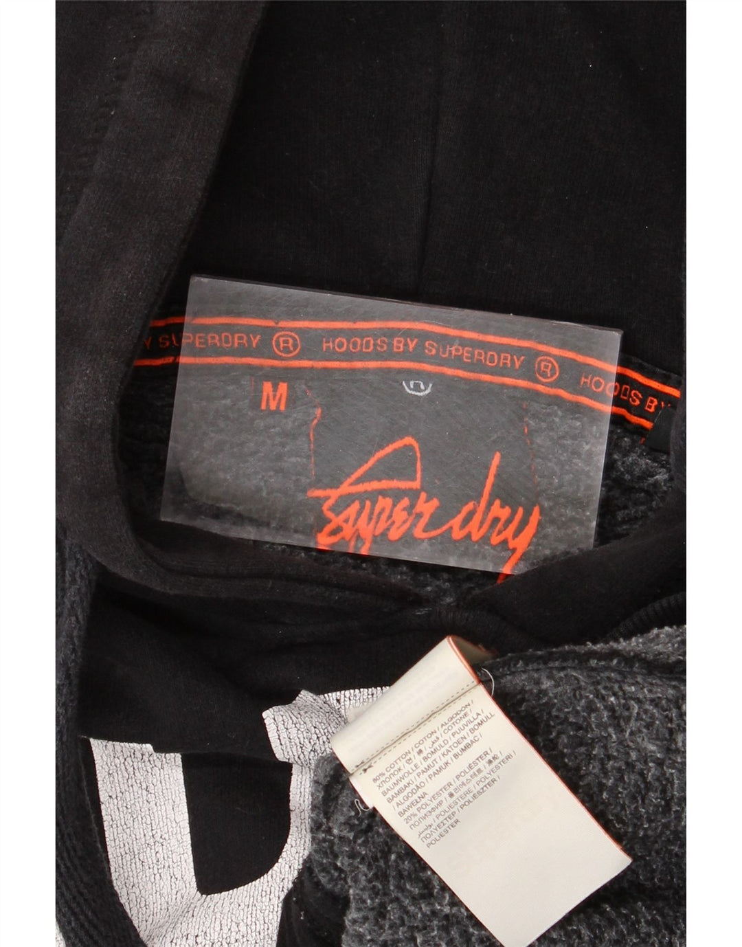 Superdry Jersey con capucha gráfica de algodón negro mediano para hombre