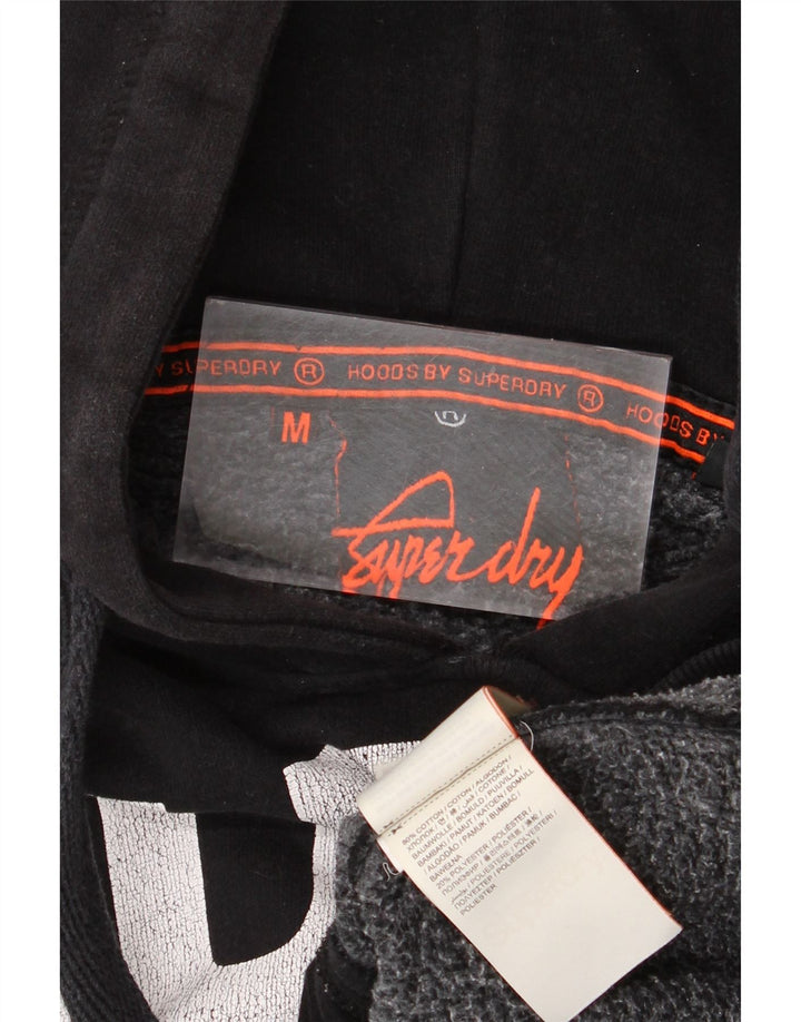 Superdry Jersey con capucha gráfica de algodón negro mediano para hombre