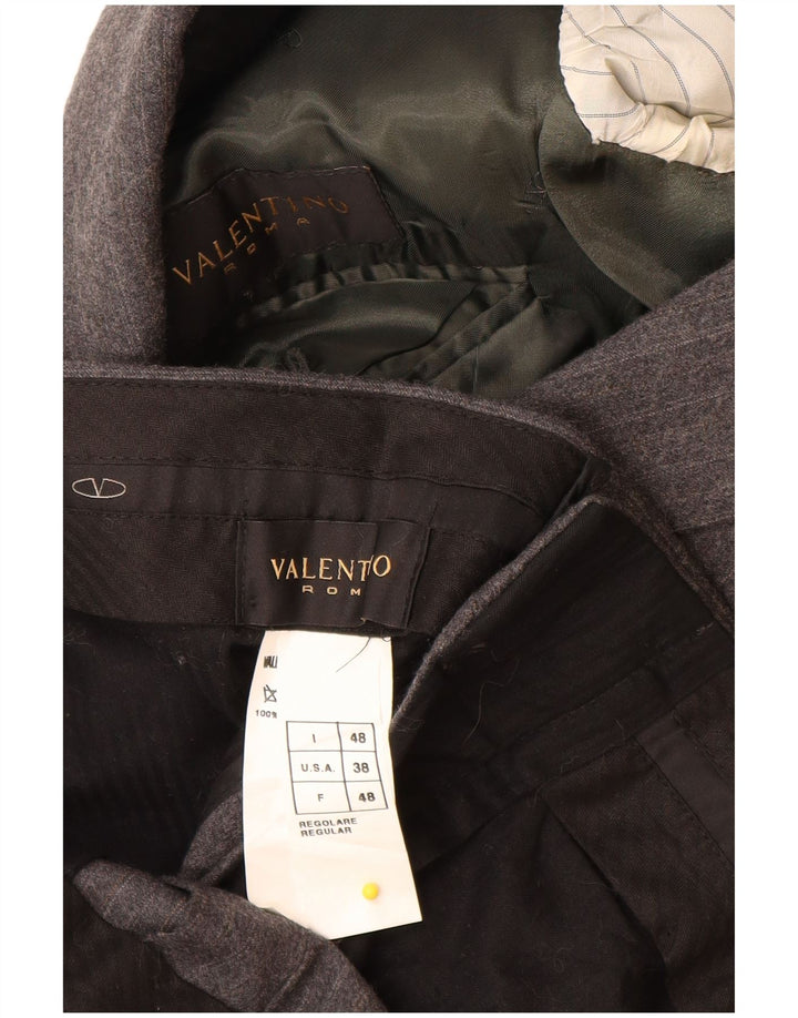Valentino Traje de 2 piezas con 3 botones para hombre IT 48 Mediano W32 L29 Gris a rayas