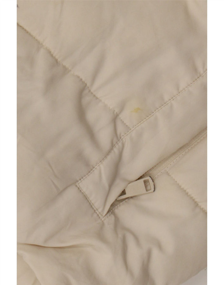 Zara Mujer Chaqueta Acolchada Extragrande Con Capucha UK 6 XS Off White Poliéster