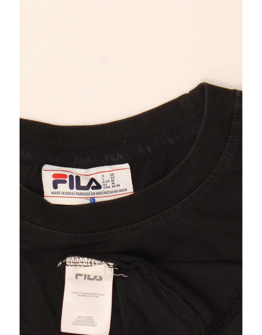 Fila Camiseta gráfica para hombre Top Medium Black Cotton