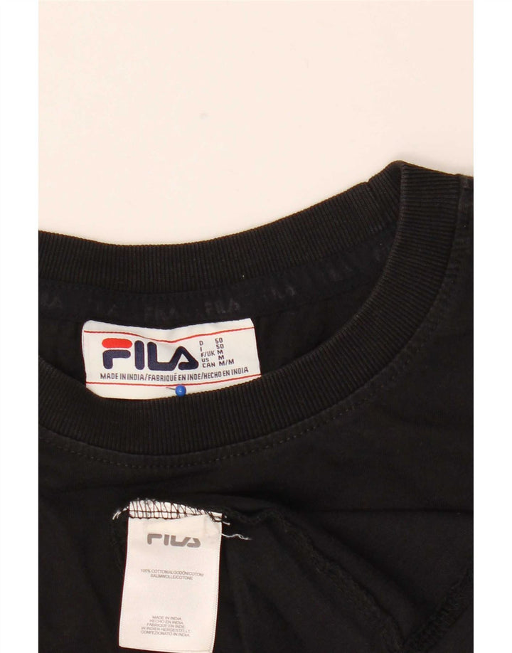 Fila Camiseta gráfica para hombre Top Medium Black Cotton