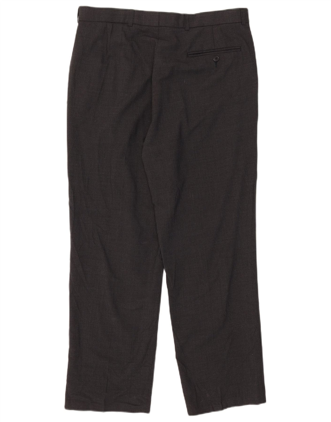Marks & Spencer Pantalón de traje con pinzas para hombre W34 L29 Poliéster gris a rayas