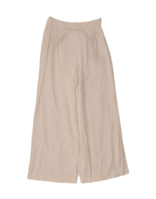 Zara Mujer Pantalones Casuales De Pierna Ancha De Cintura Alta Grande W30 L27 Blanco