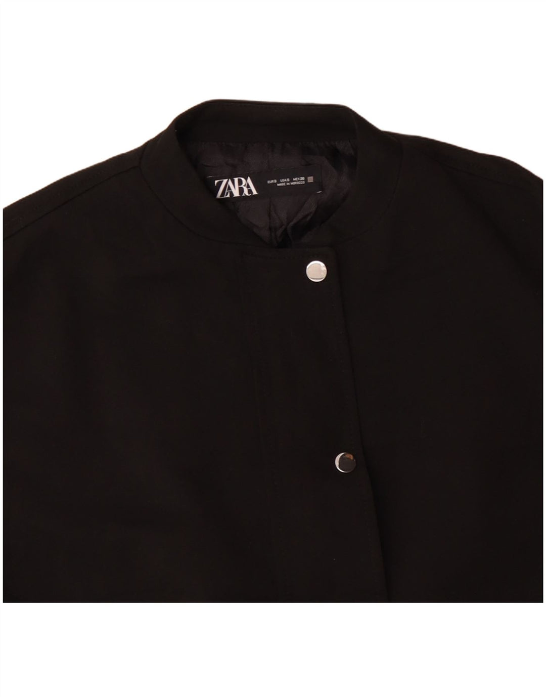 Zara Mujer Chaqueta Bomber Extragrande UK 10 Small Acetato Negro