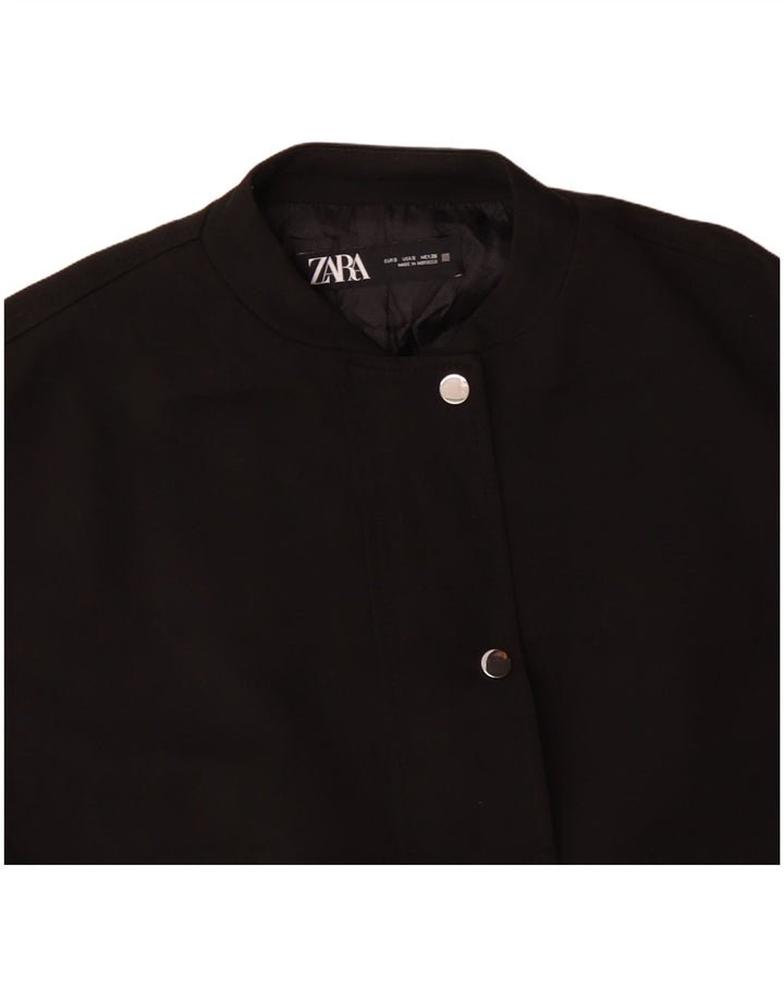 Zara Mujer Chaqueta Bomber Extragrande UK 10 Small Acetato Negro