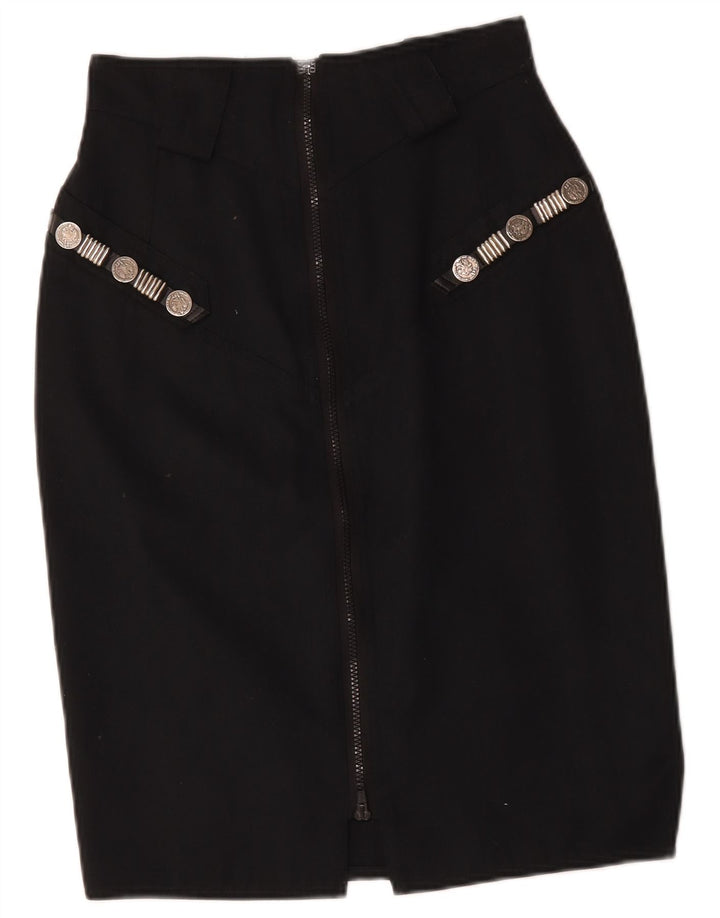 Falda lápiz vintage para mujer IT 42 Mediana W26 Acetato negro