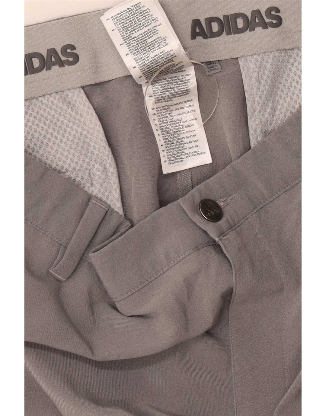 Pantalón chino recto Adidas para hombre W38 L32 Poliéster gris