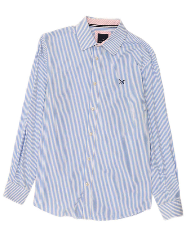 Crew Clothing Camisa de corte clásico para hombre Algodón a rayas azul medio