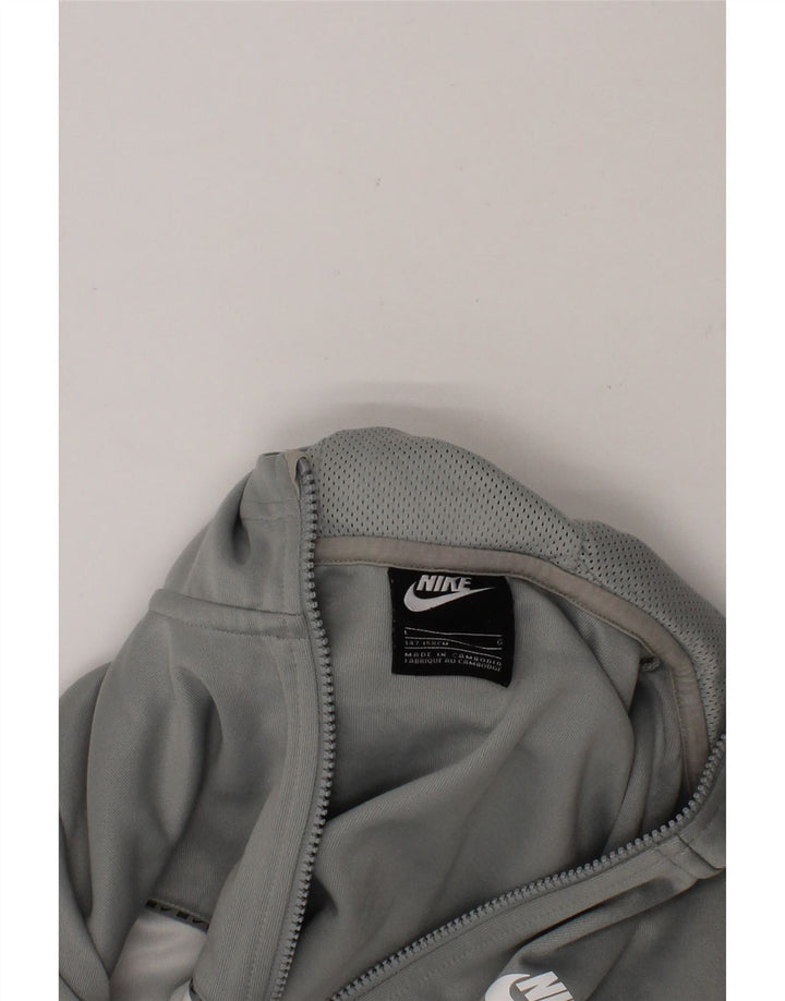 NIKE Boys Zip Hoodie Sweater 12-13 Years Large  Grey Colourblock Polyester Vintage Nike and Second-Hand Nike from Messina Hembry 