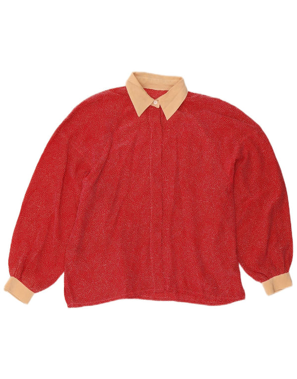 Vintage Womens Long Sleeve Shirt Blouse UK 16 Large Red Spotted