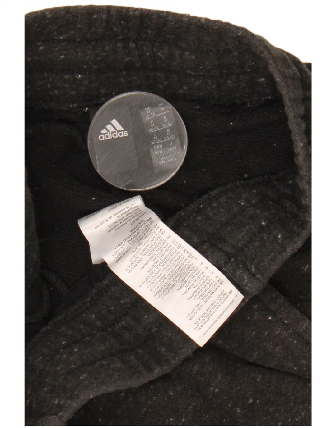 ADIDAS Pantalones de chándal cortos para mujer Reino Unido 12/14 Algodón moteado gris medio