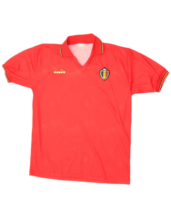 Diadora Camiseta Manga Corta Hombre Bélgica 1992-1994 Primera Equipación XL Rojo Sports