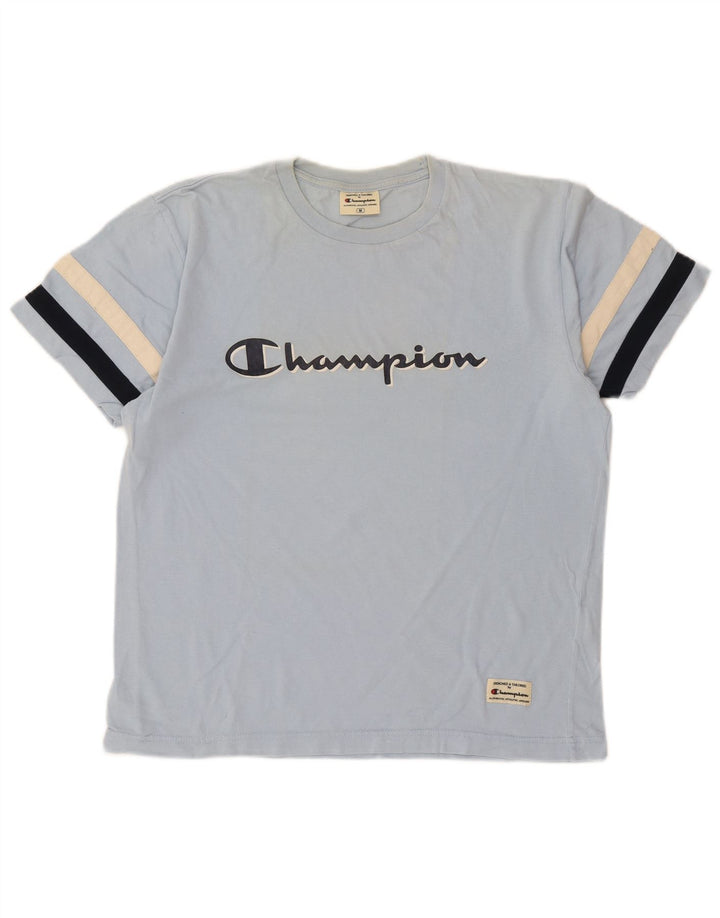 Champion Camiseta gráfica para hombre Top de algodón a rayas azul medio