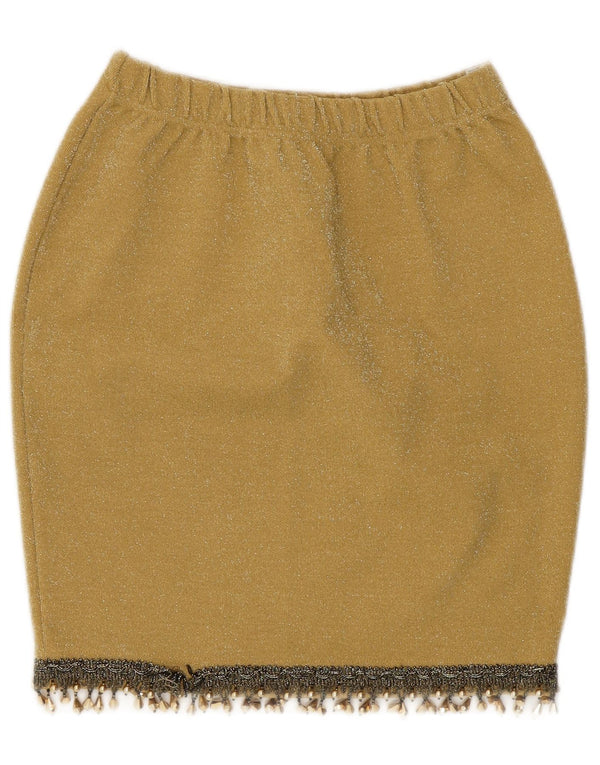 Egon Von Furstenberg Womens Pencil Skirt W24 XS Gold Synthetic