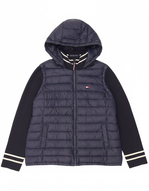 Tommy Hilfiger Chaqueta acolchada con capucha para hombre UK 42 XL Nylon azul marino