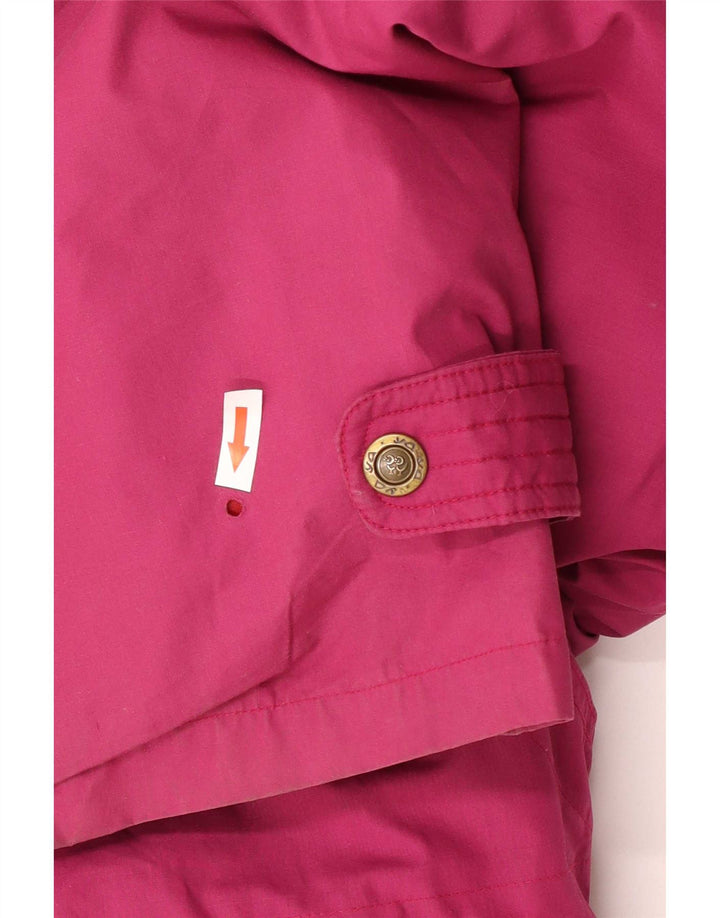 Vintage hombres con capucha chaqueta acolchada Reino Unido 40 poliéster rosa grande