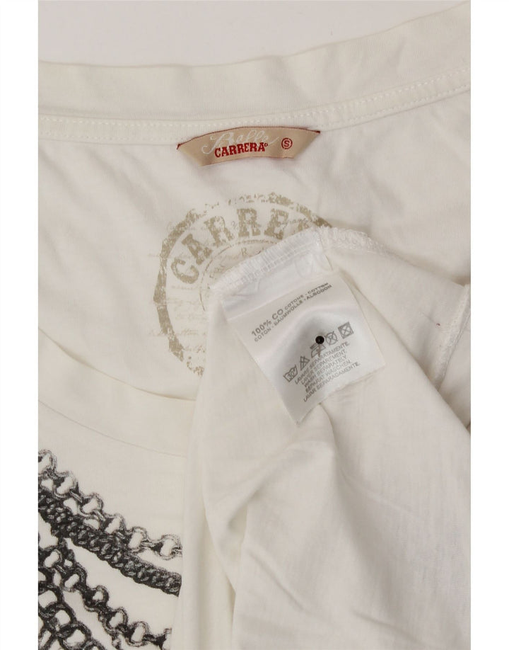 Carrera Mujer Gráfico Chaleco Top UK 10 Pequeño Algodón Blanco