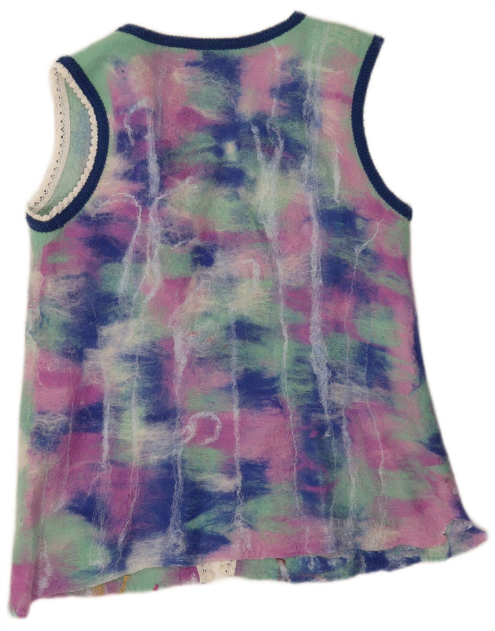 Vintage mujer Cardigan Top Reino Unido 12 Medio Multicolor Floral