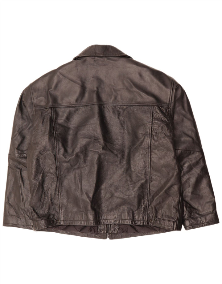 Chaqueta de cuero vintage para hombre Reino Unido 42 XL cuero negro
