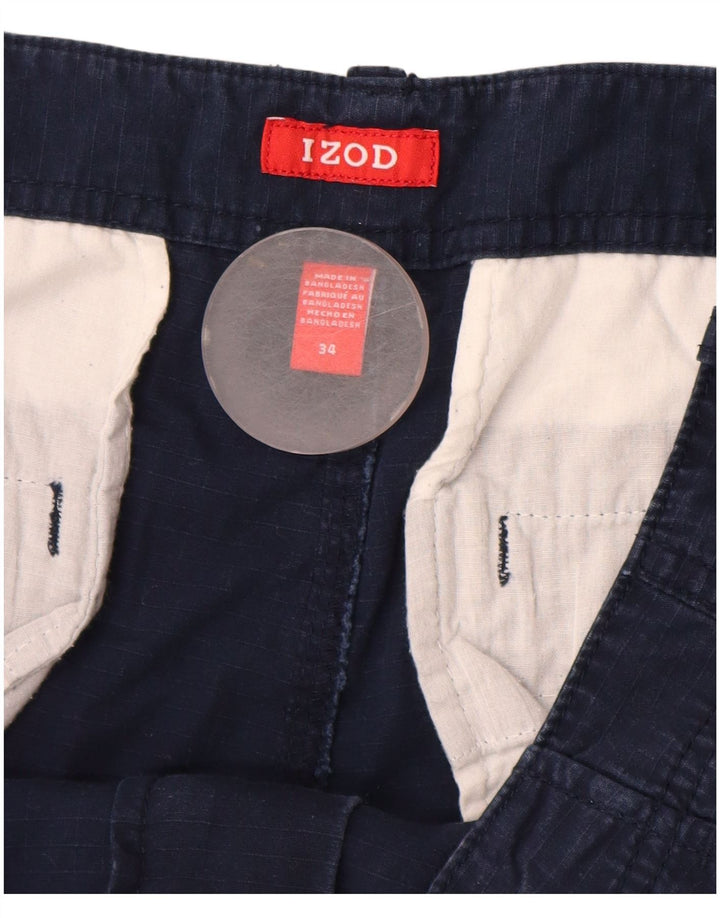 Izod Mens Cargo Shorts W34 Grande Azul Marino Algodón