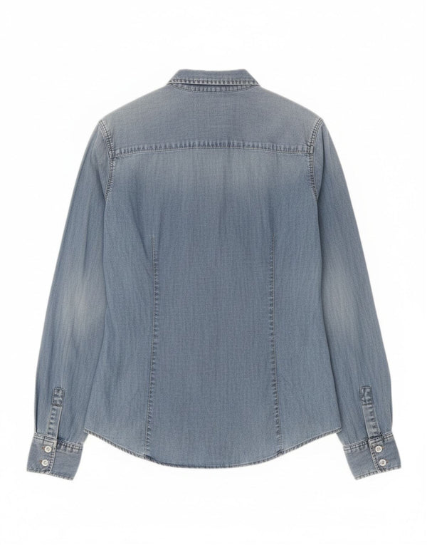 Zara Camisa Vaquera Mujer UK 44 Grande Algodón Azul