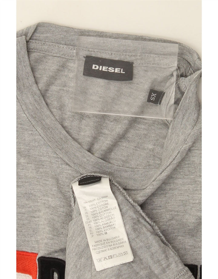 Diesel Camiseta gráfica para hombre Top XS Algodón moteado gris