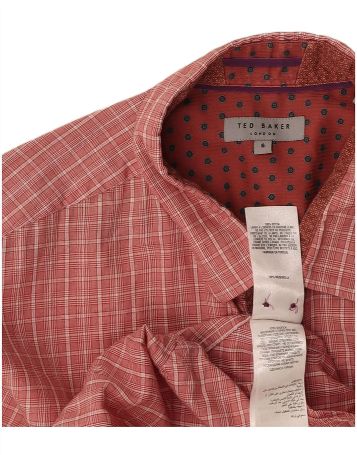 TED BAKER Camisa para hombre Talla 5 XL Algodón a cuadros rosa