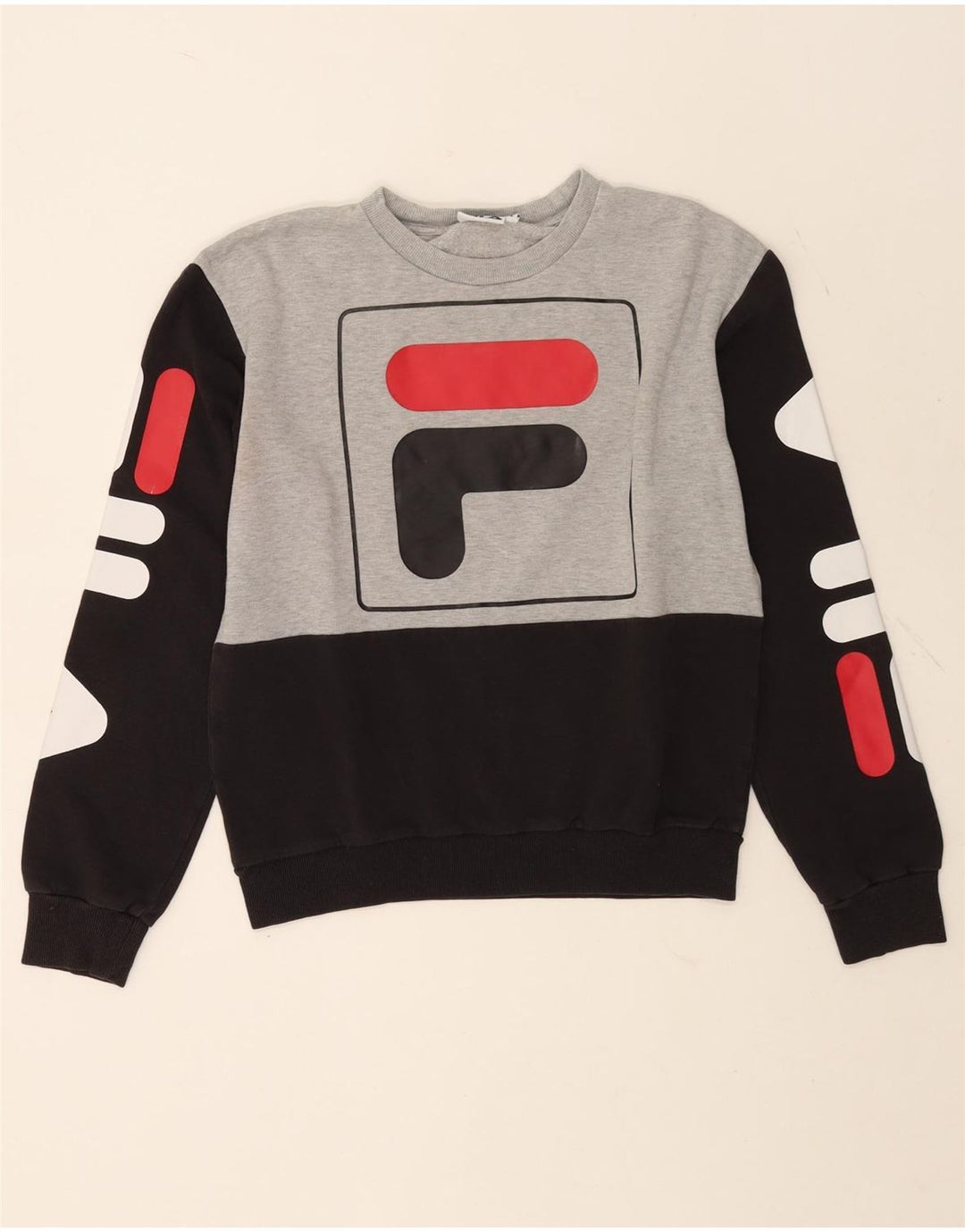 Fila Sudadera gráfica para mujer Jumper UK 10 Small Grey Colourblock