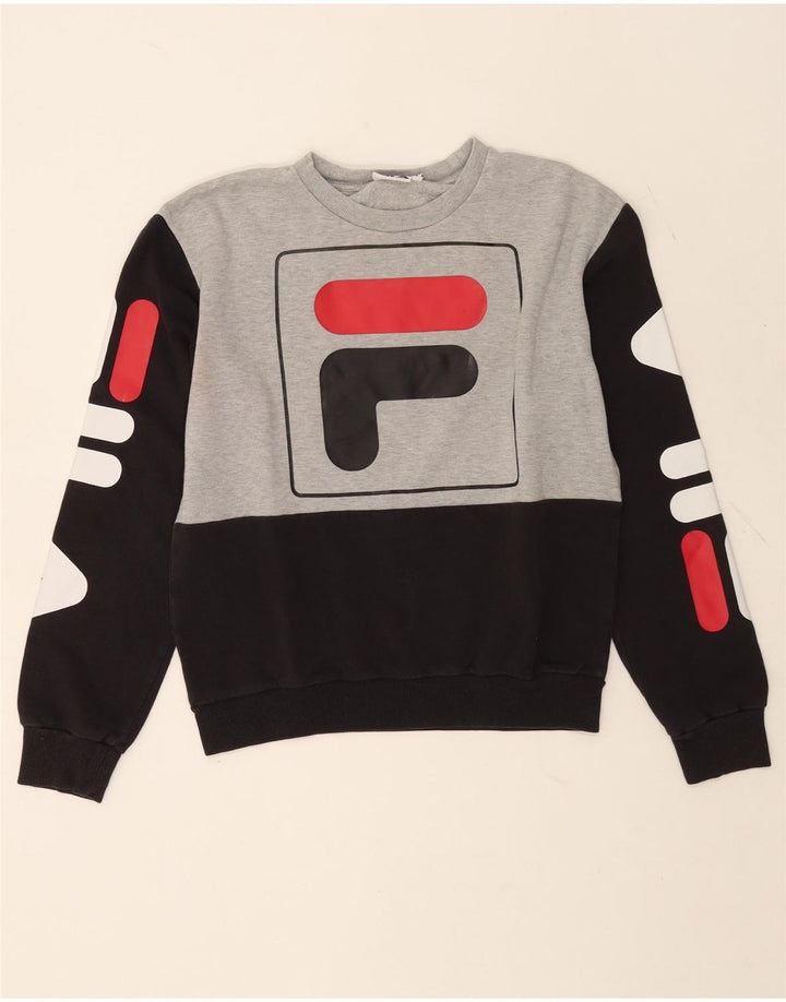 Fila Sudadera gráfica para mujer Jumper UK 10 Small Grey Colourblock