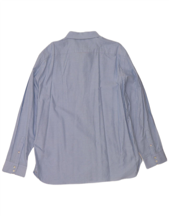 Ted Baker Camisa de corte regular para hombre Talla 17 XL Algodón azul