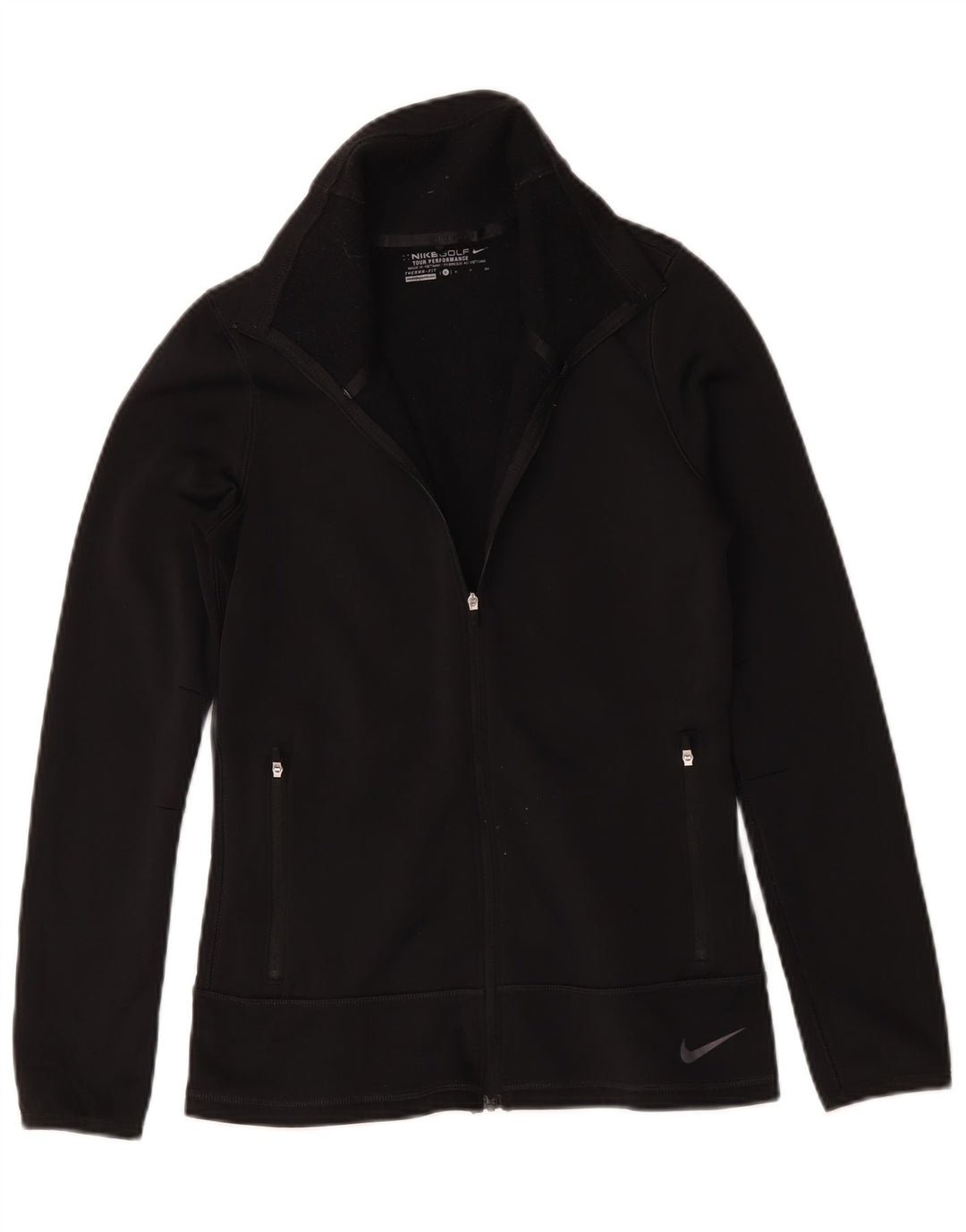 Nike Mujer Therma-Fit Chándal Top Chaqueta UK 10 Small Negro Poliéster