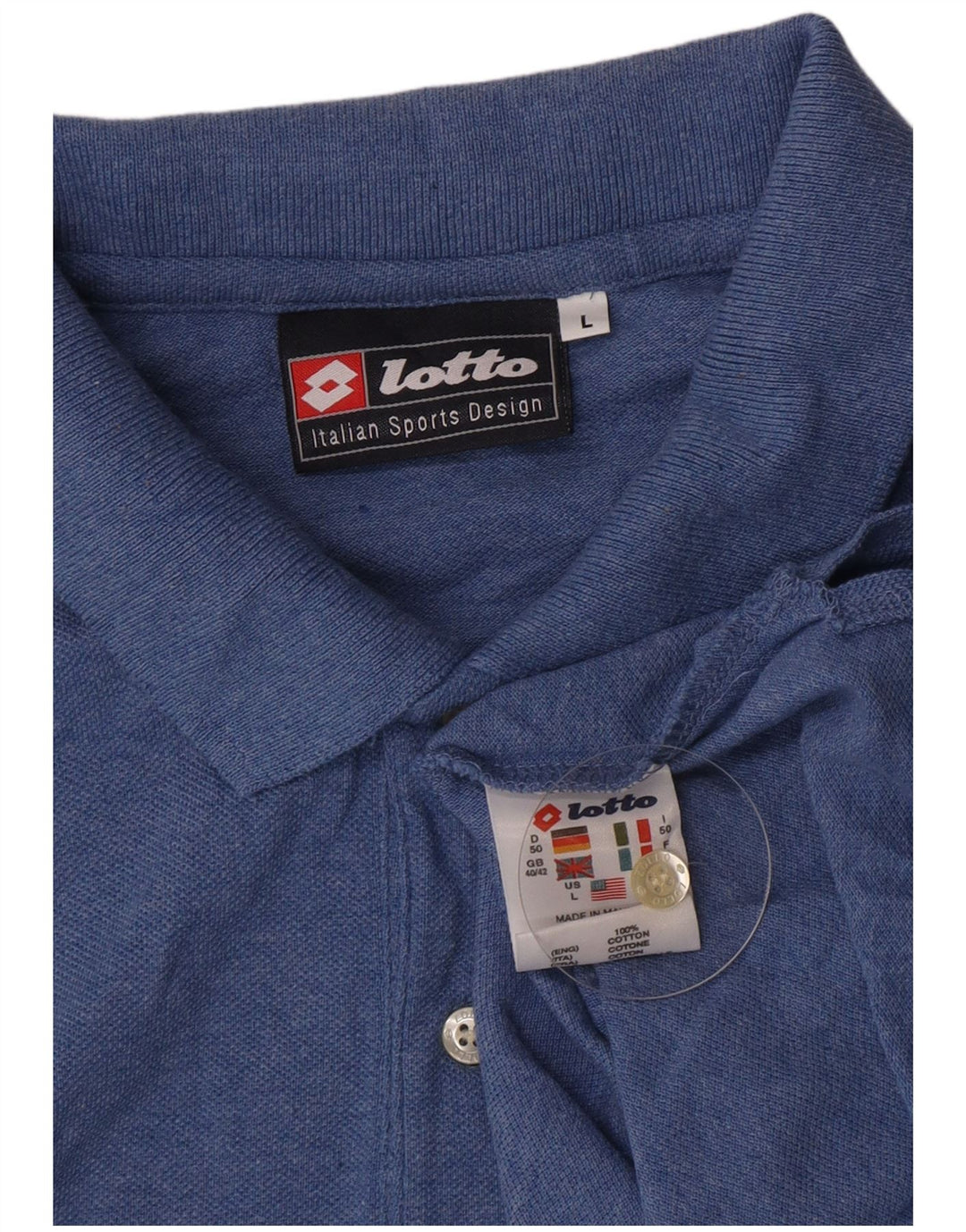 Polo Lotto Hombre Grande Azul Algodón