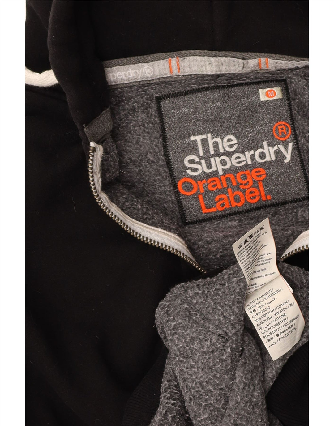 SUPERDRY Suéter con capucha y cremallera para hombre Algodón negro mediano