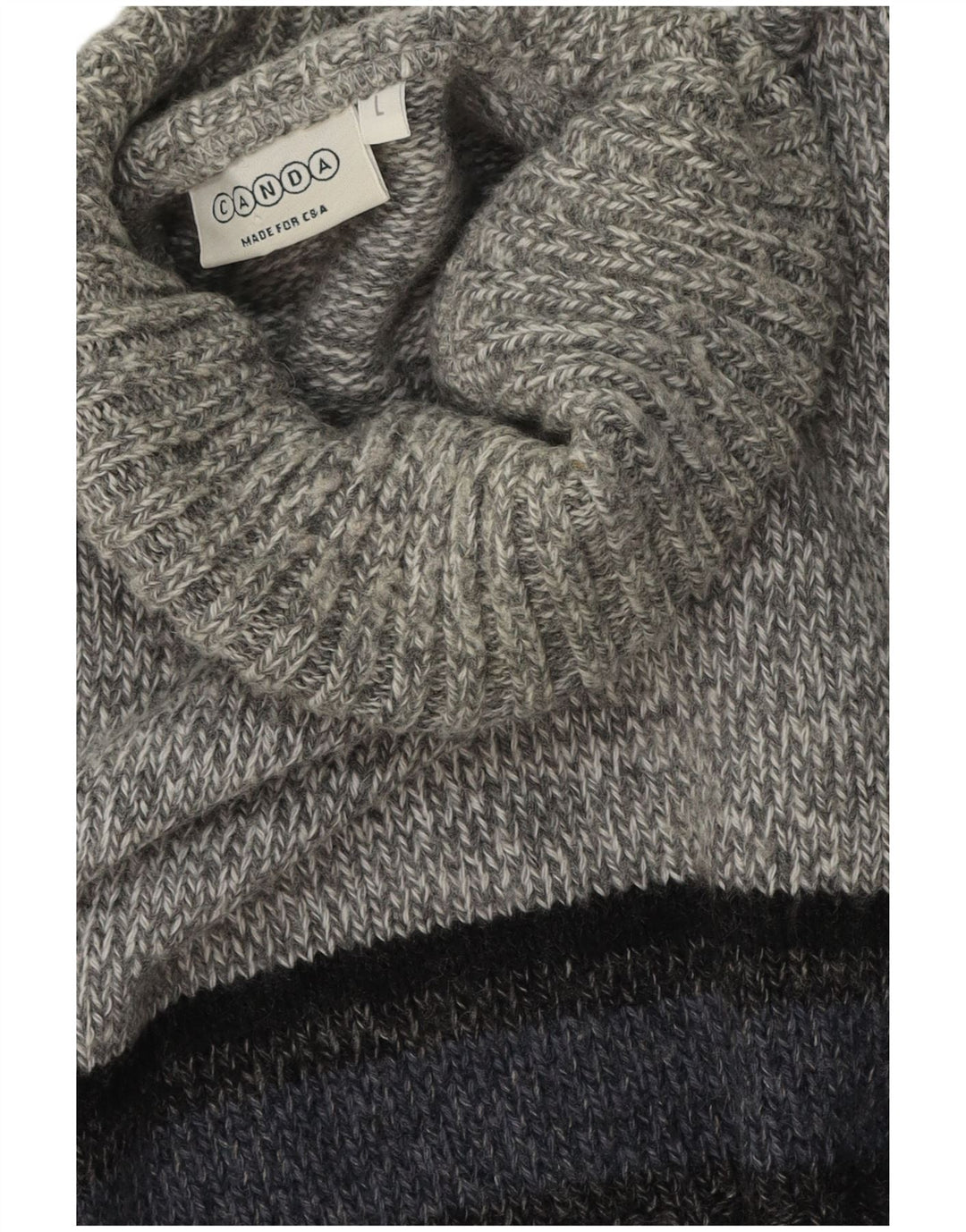 C&A Hombre Canda Roll Neck Jumper Sweater Large Gris Colorblock