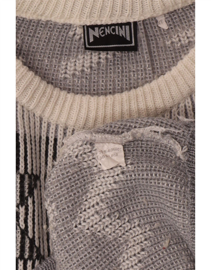 VINTAGE Jersey de cuello barco para hombre XL Off White Fair Isle Classic