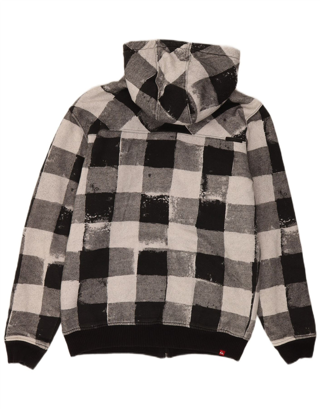 Quiksilver - Sudadera con capucha y cremallera para hombre, talla mediana, algodón a cuadros, color negro