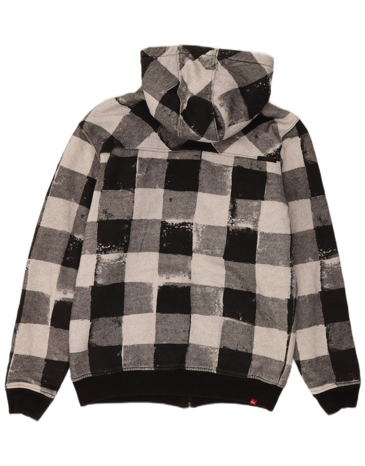 Quiksilver - Sudadera con capucha y cremallera para hombre, talla mediana, algodón a cuadros, color negro