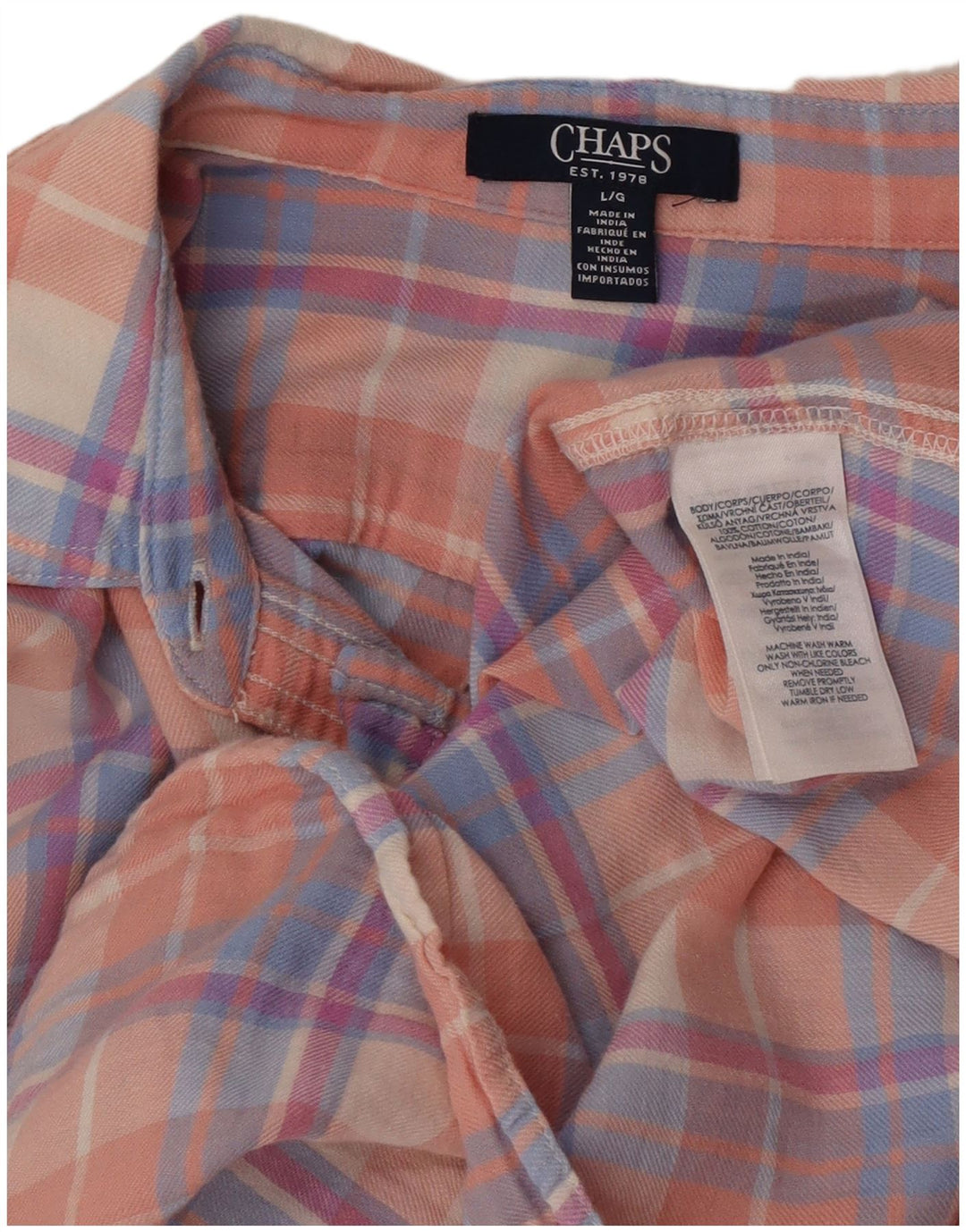 Chaps Camisa de franela para mujer UK 46 Algodón a cuadros rosa grande