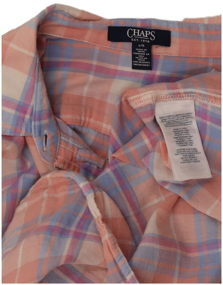 Chaps Camisa de franela para mujer UK 46 Algodón a cuadros rosa grande