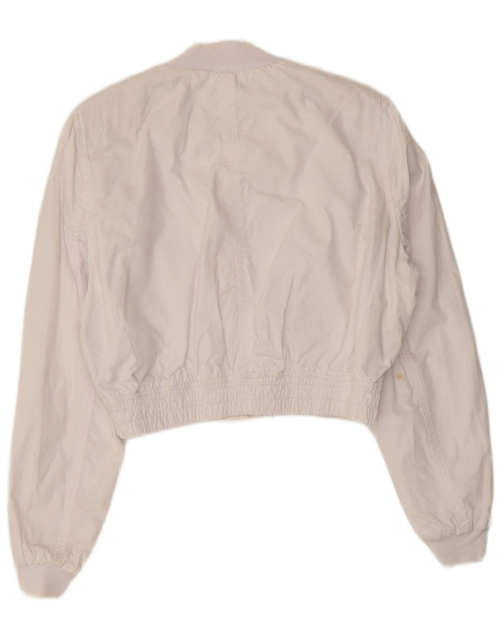 Zara Mujer Chaqueta Bomber Extragrande UK 10 Small Algodón Blanco